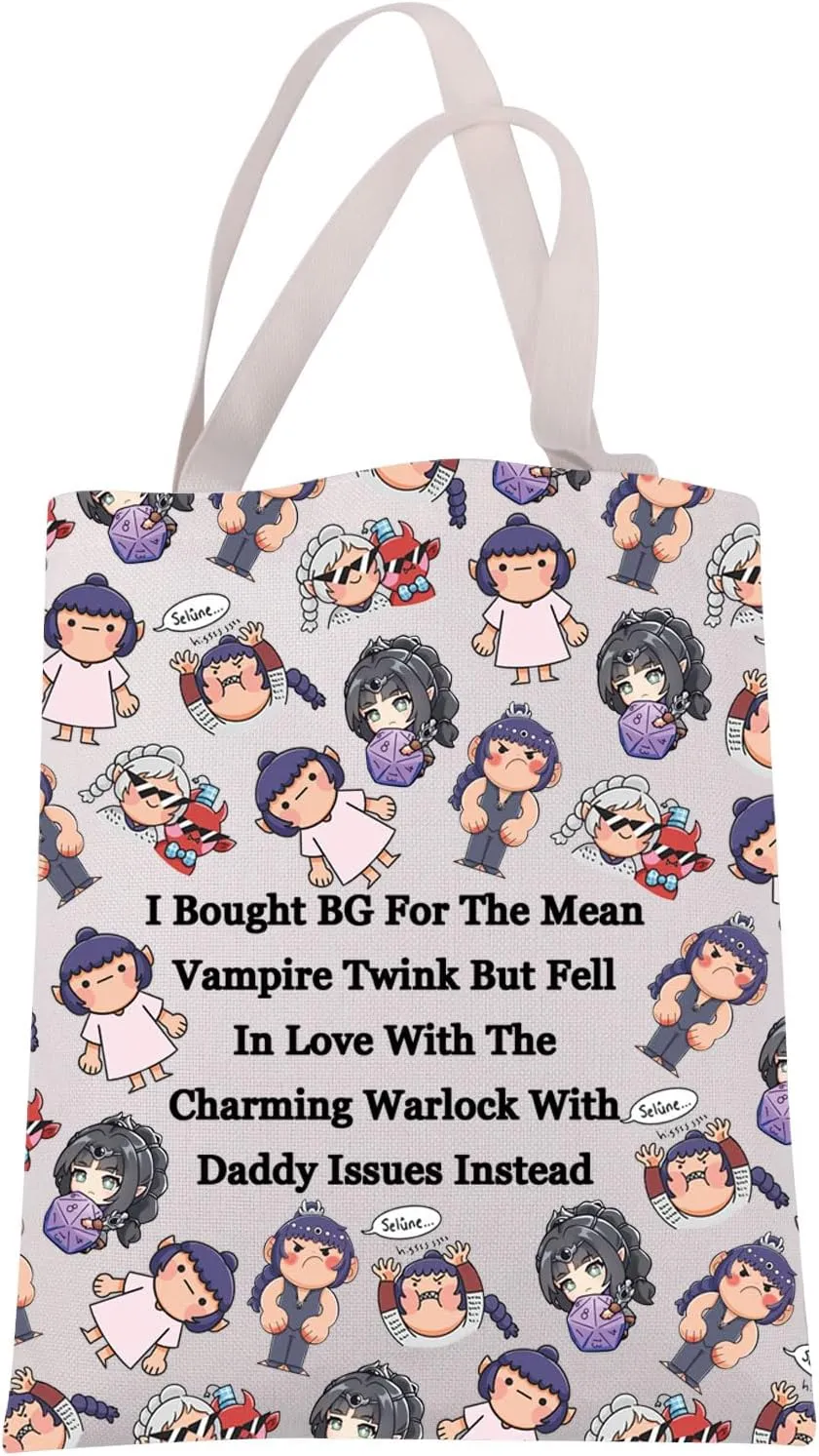 JXGZSO BG3 Shadowheart Gift BG3 Game Tote Bag Video Game Lover Gift BG3 Character Shoulder Bag RPG Gamer Gift BG3 Game Merch