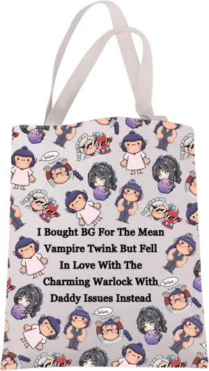 JXGZSO BG3 Shadowheart Gift BG3 Game Tote Bag Video Game Lover Gift BG3 Character Shoulder Bag RPG Gamer Gift BG3 Game Merch