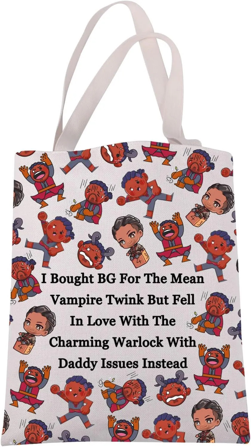 JXGZSO BG3 Wyll Inspired Gift BG3 Game Tote Bag Video Game Lover Gift BG3 Character Shoulder Bag RPG Gamer Gift Wyll Merch