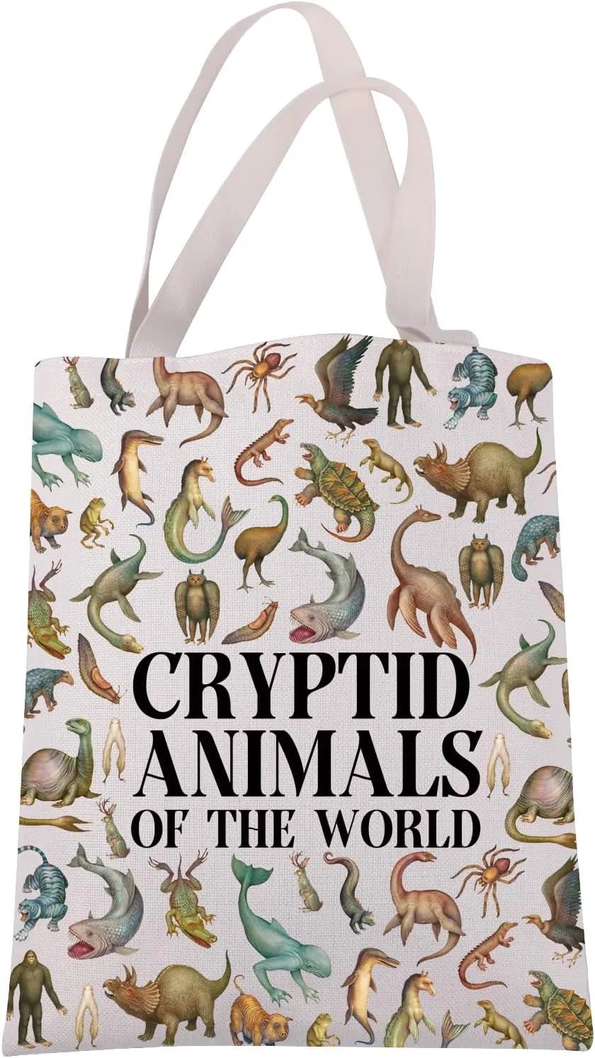 JXGZSO Cryptozoology Gift Cryptid Animals Of The World Tote Bag Cryptid Creature Gift Cryptid Monster Shoulder Bag