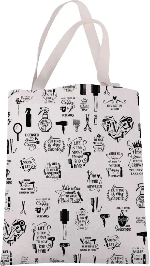 JXGZSO Hairdresser Gift Hair Stylist Canvas Tote Bag Hair Hustler Gift Hair Cosmetology Shopping Bag Hairstylist Themed Gift