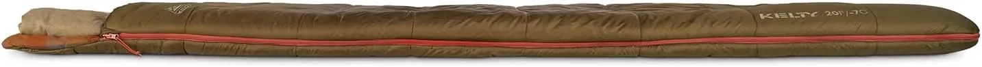 Kelty Wayback Flannel Lined Sleeping Bag, Built in Blanket, Traditional Rectangle Shape, Organic Flannel Cotton Liner, Dual Locking Slide Zips