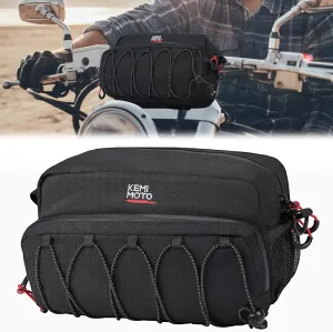 KEMIMOTO Motorcycle Handlebar Bag, Motorcycle Tool Bag,Black Sissy Bar Bicycle Handlebar Bag, Front Storage Accessory Bag for Cruiser Softail Dyna Sportsters 1.9L