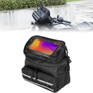 KEMIMOTO Motorcycle Handlebar Tool Bag 2.5L with Phone Pouch Universal Compatible with Front Fork Sissy Bar Storage Bag Cruiser Softail Dyna Sportster
