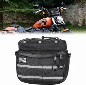 KEMIMOTO Motorcycle Handlebar Tool Bag with Reflective Strips 2.5L Bicycle Handle Bar Bag Sissy Bar Front Fork Storage Pouch Compatible with Cruiser Softail Dyna Sportsters