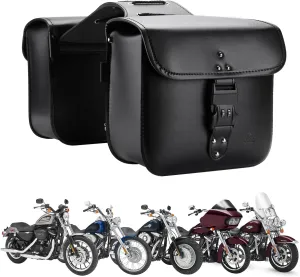KEMIMOTO Motorcycle Saddlebags Throw Over Saddle bags with lock Small Size Panniers 14L Side Bags for Sportster Softail Rebel Dyna Road King Synthetic Leather Universal Black