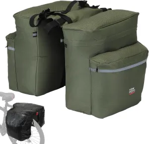 KEMIMOTO Portable Bike Pannier Bag, 34L Large Capacity Water Resistant Bicycle Trunk Bag with Reflective Trim, Bike Rear Seat Saddle Bag for Grocery Shopping Commuter Long Cycling Trip (Green)