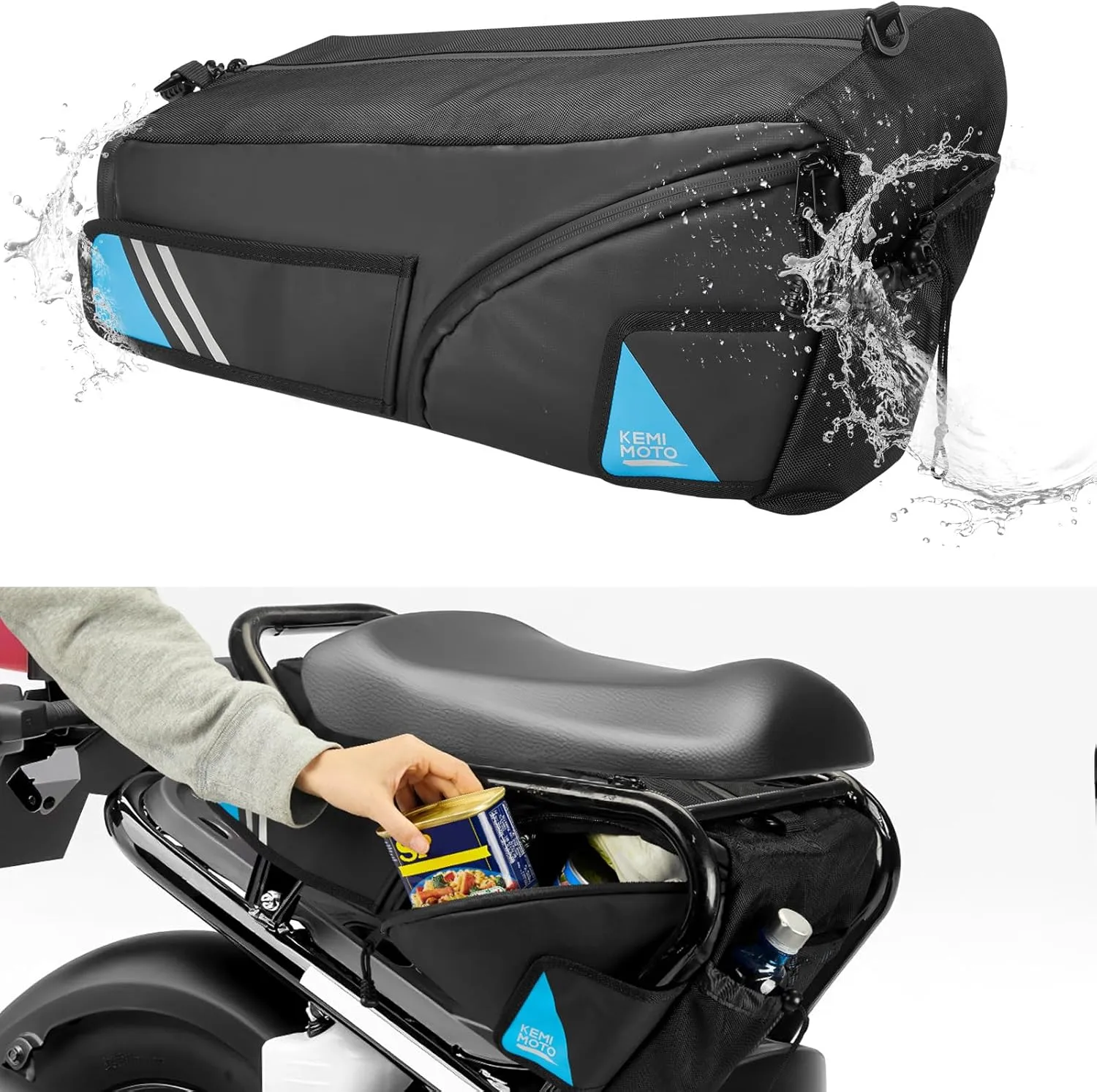 KEMIMOTO Under Seat Storage Bag Compatible with Ruckus 2010-2025 Under Seat Side Zip Pouch Come with Shoulder Straps Bag 30L