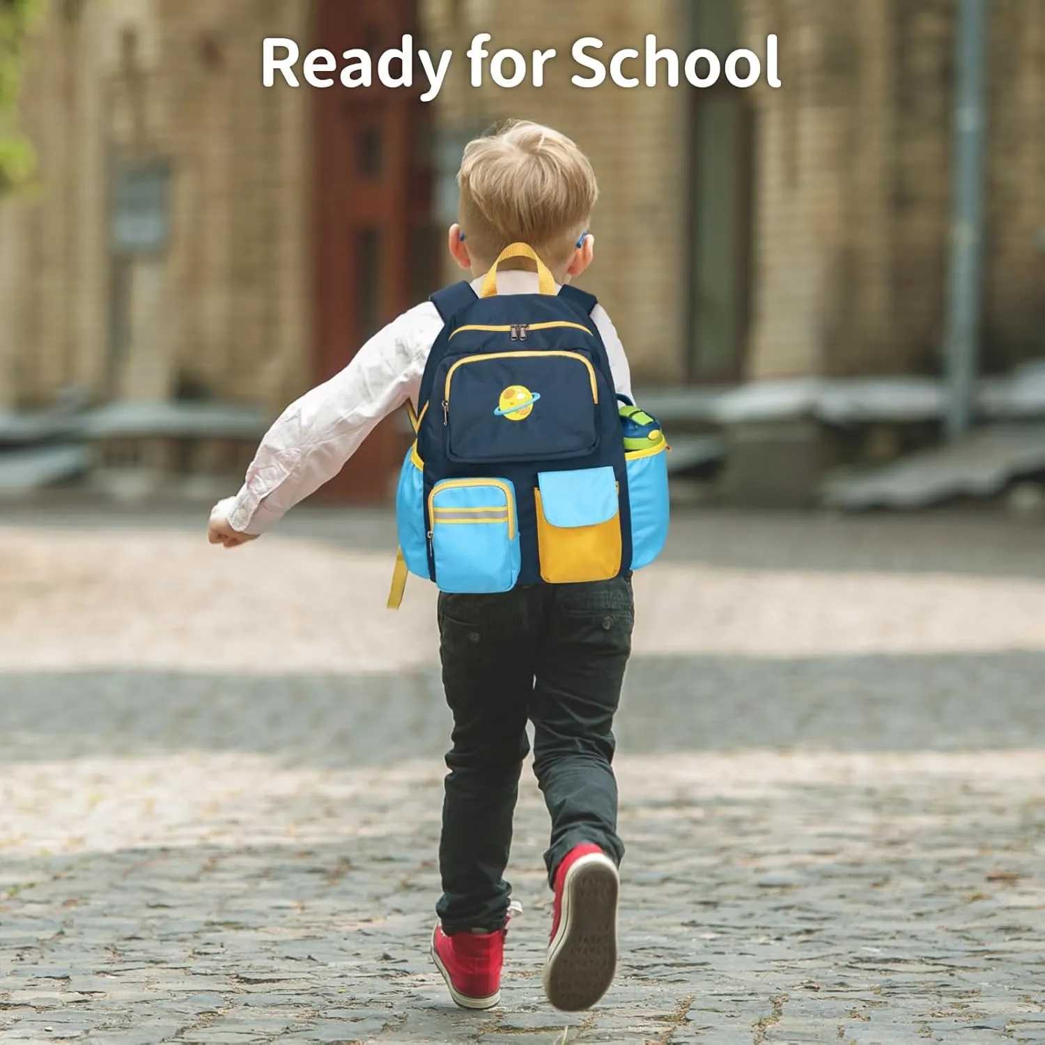 Kids Backpack Boys - 15 Inch Preschool Kindergarten Bookbag for Children 3 to 8, Lightweight School Bags for Elementary 1st 2nd Grade Kids Travel Backpack with Chest Strap, Dark Blue Planet