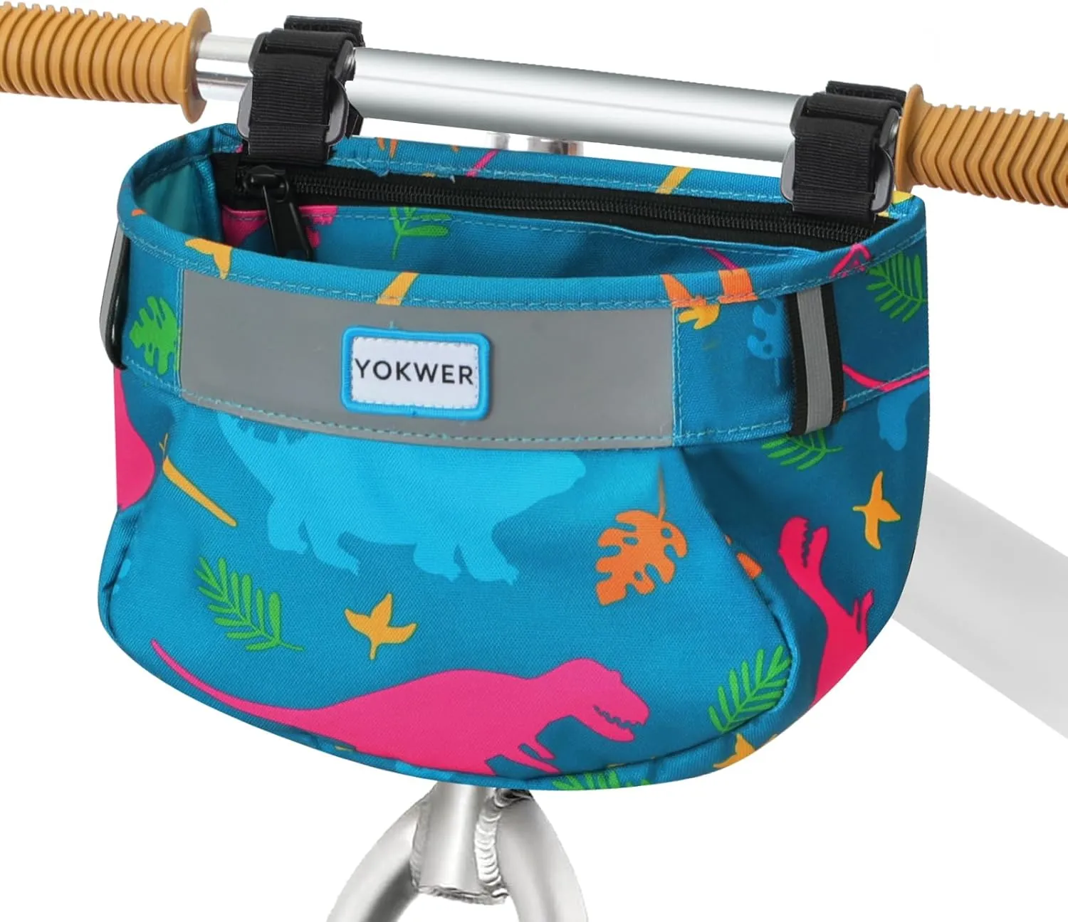 Kids Bike Basket Front for Boys Girls, Waterproof Bicycle Front Basket Handlebar Bag with Reflective Safety Straps, Easy to Install Kids Bike Scooter Accessories