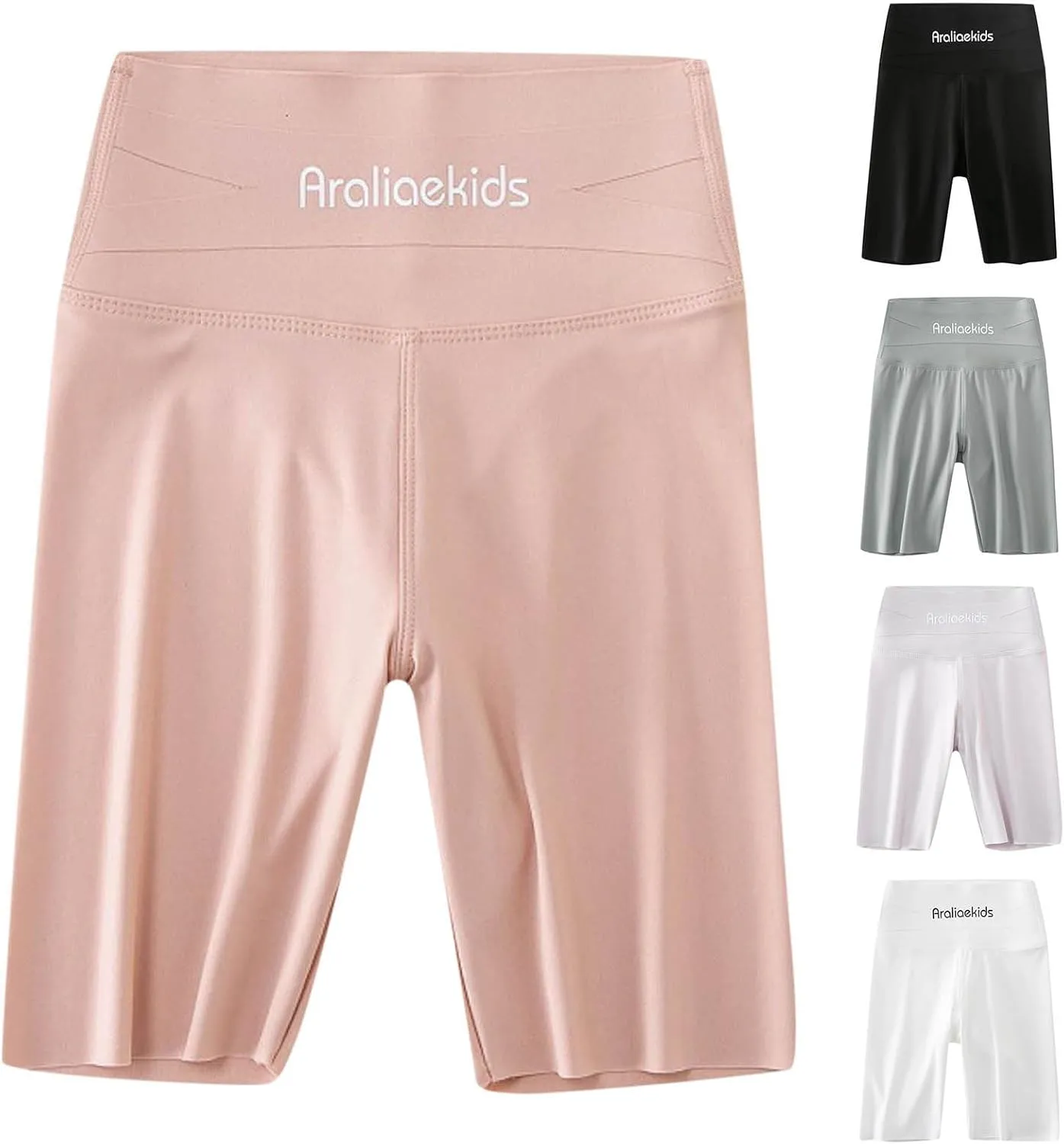 Kids Girls Gym Shorts High Waisted Elastic Waist Shorts for Under Dresses Yoga Underwear Stretchy Legging Knickers