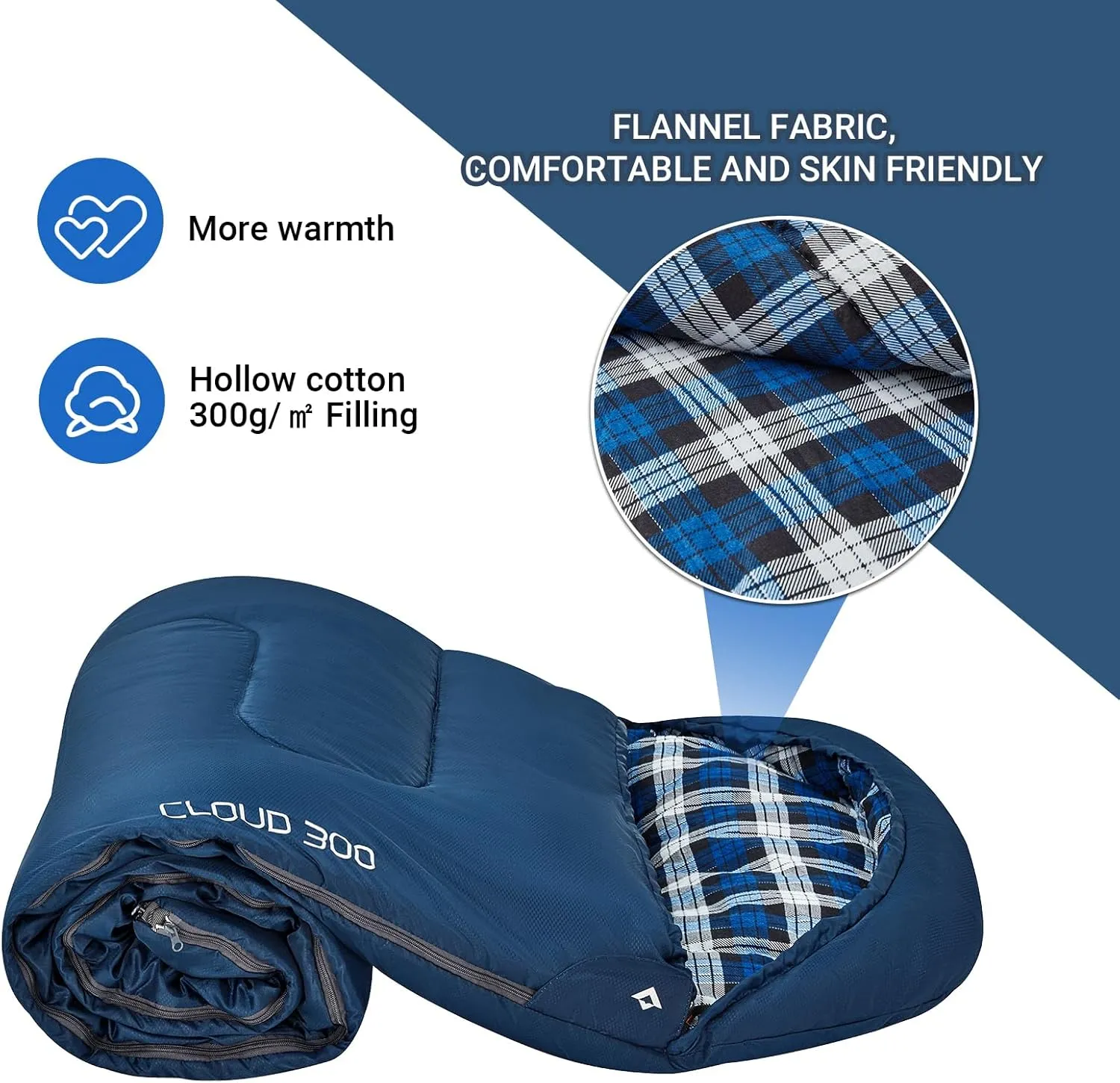 KingCamp 45°F Kids Sleeping Bag, Lightweight Waterproof & Compact Flannel Sleeping Bags Cold Weather & Warm Youth Essentials Gear Accessories for Camping, Fits 10-12 Children up to 5'5" Tall