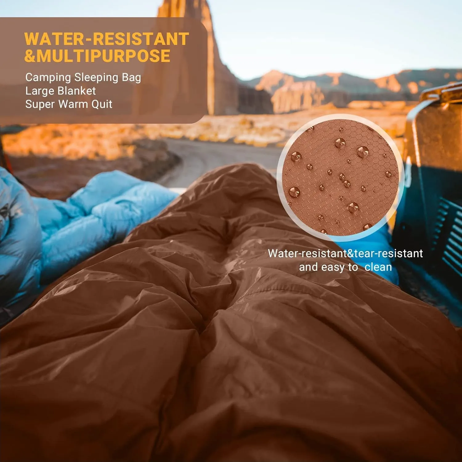 KingCamp Double Sleeping Bag for Adults, Queen Size 2 Person XXL Flannel Sleeping Bag, Waterproof Lightweight Flannel Quilt with 2 Pillows, Perfect for Couples Family Camping Hiking