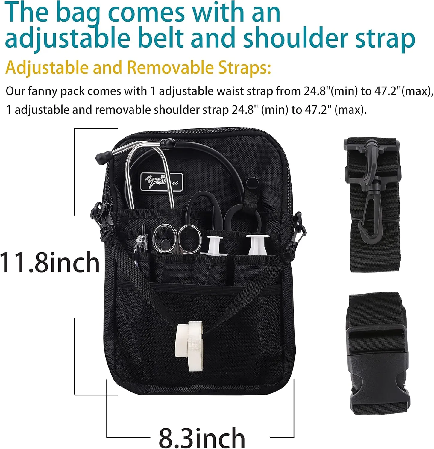 Kit Practical Waist Bag - Fanny Pack for Nurses, Work Nurse Utility Belt Organizer (Heise)