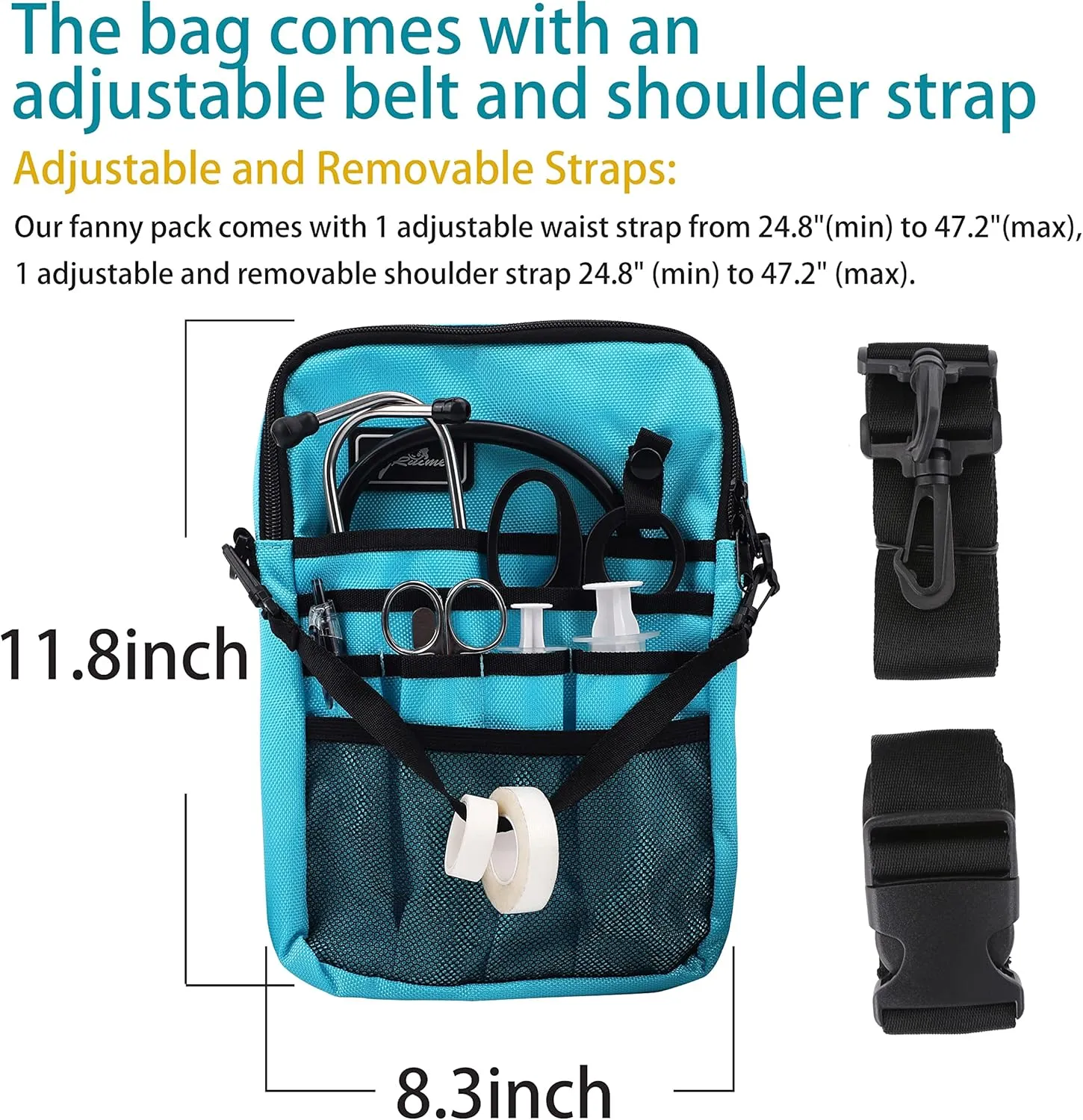 Kit Practical Waist Bag for Nurses,Fanny Pack for Work Nurse Fanny Pack,Nurse Utility Belt Organizer Bag (Blue)