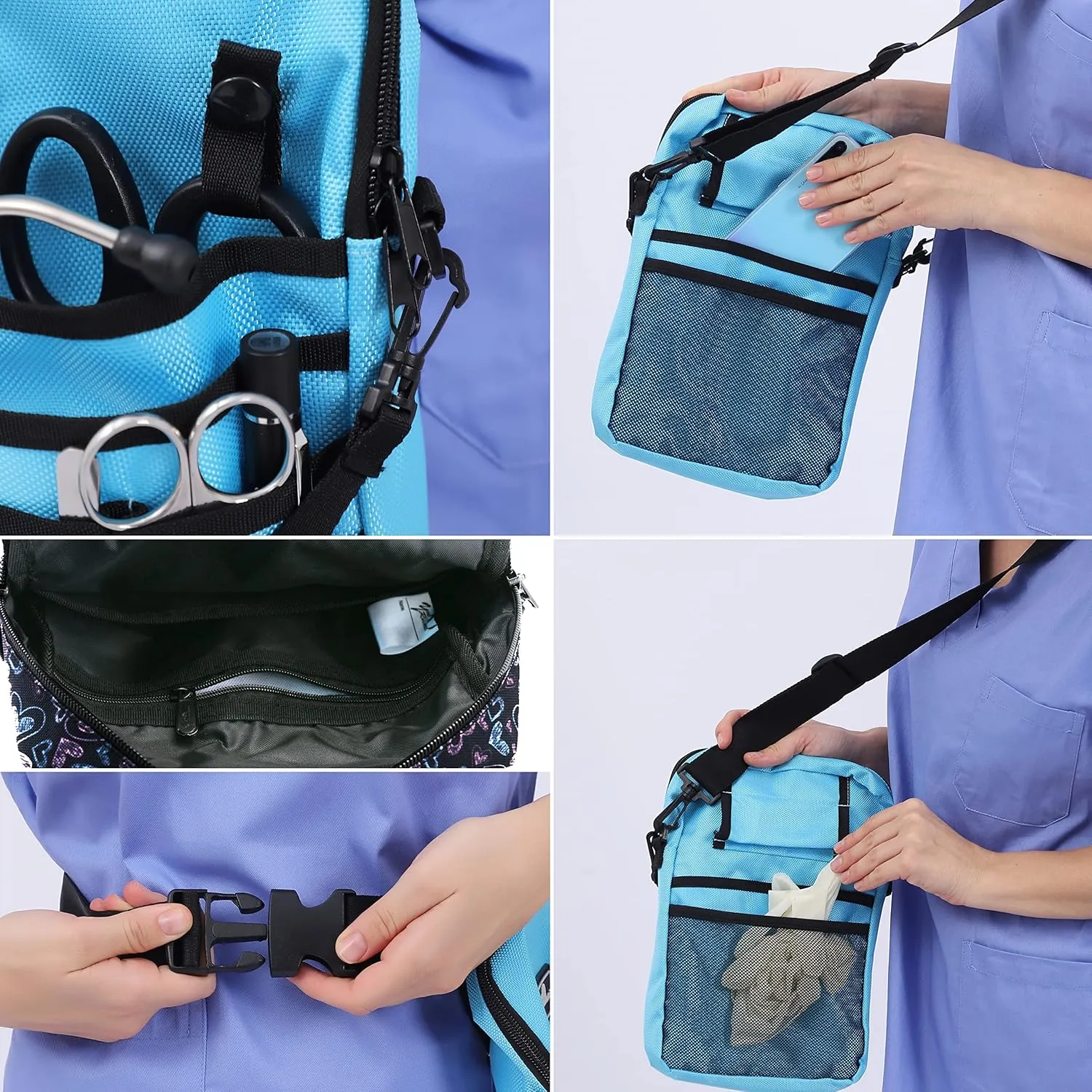Kit Practical Waist Bag for Nurses,Fanny Pack for Work Nurse Fanny Pack,Nurse Utility Belt Organizer Bag (Blue)