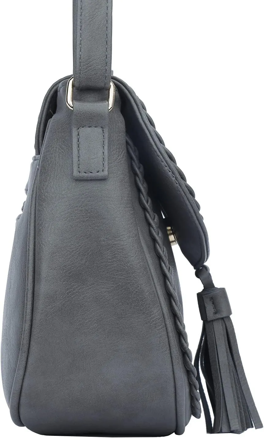 KKXIU Casual Flap Saddle Crossbody Bags for Women Purses and Handbags with Tassel