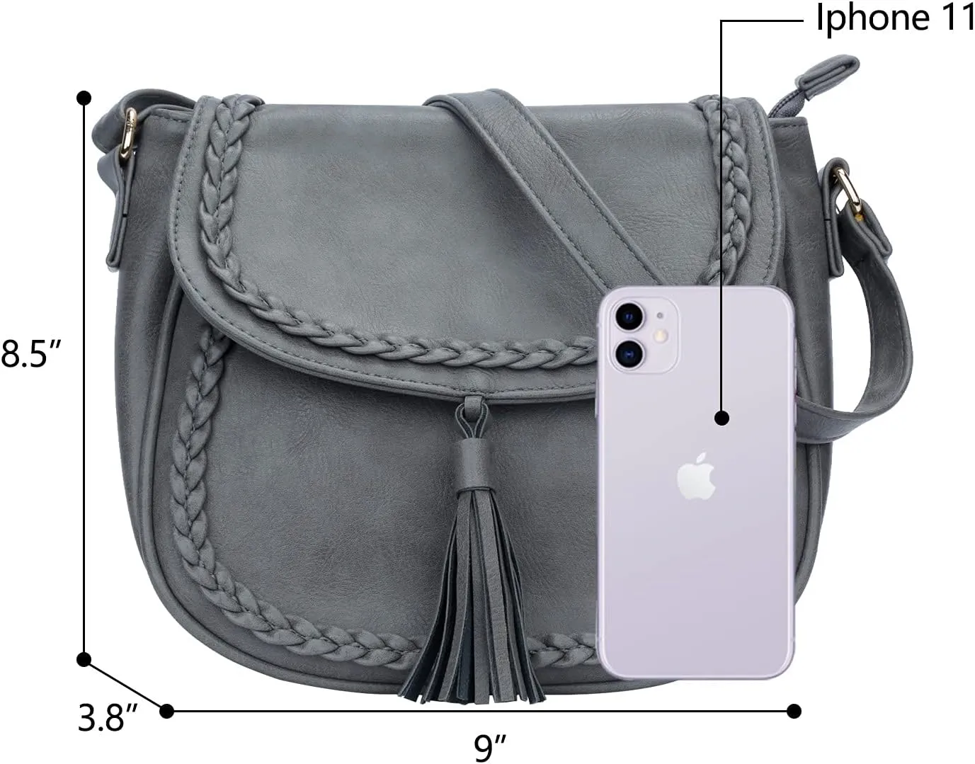 KKXIU Casual Flap Saddle Crossbody Bags for Women Purses and Handbags with Tassel