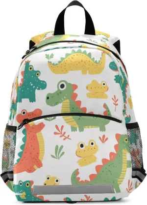 KLL Cute Cartoon Crocodile Alligator Baby Children Preschool Backpack Lightweight Mini Bookbag with Reflective Strips Travel