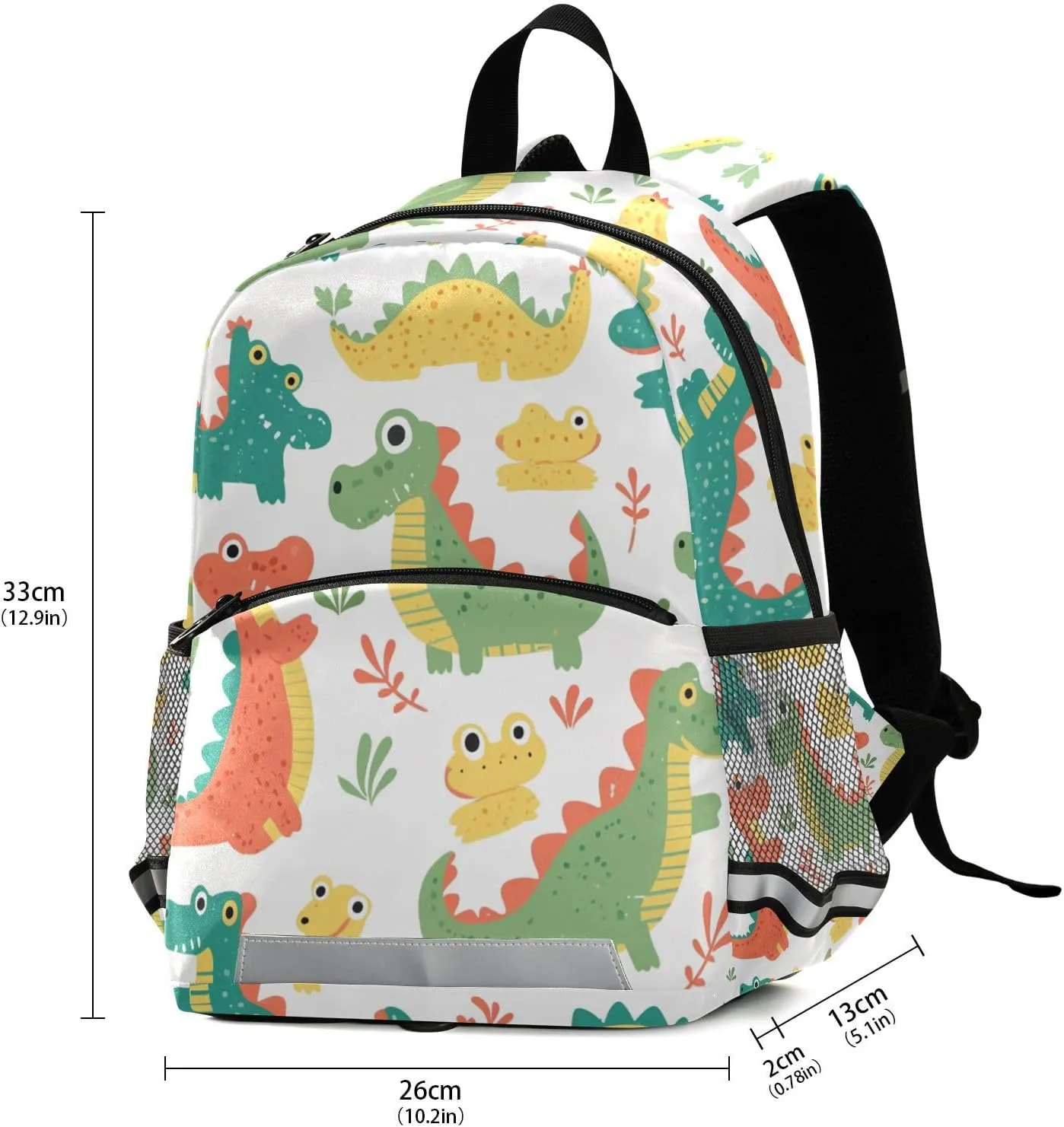 KLL Cute Cartoon Crocodile Alligator Baby Children Preschool Backpack Lightweight Mini Bookbag with Reflective Strips Travel