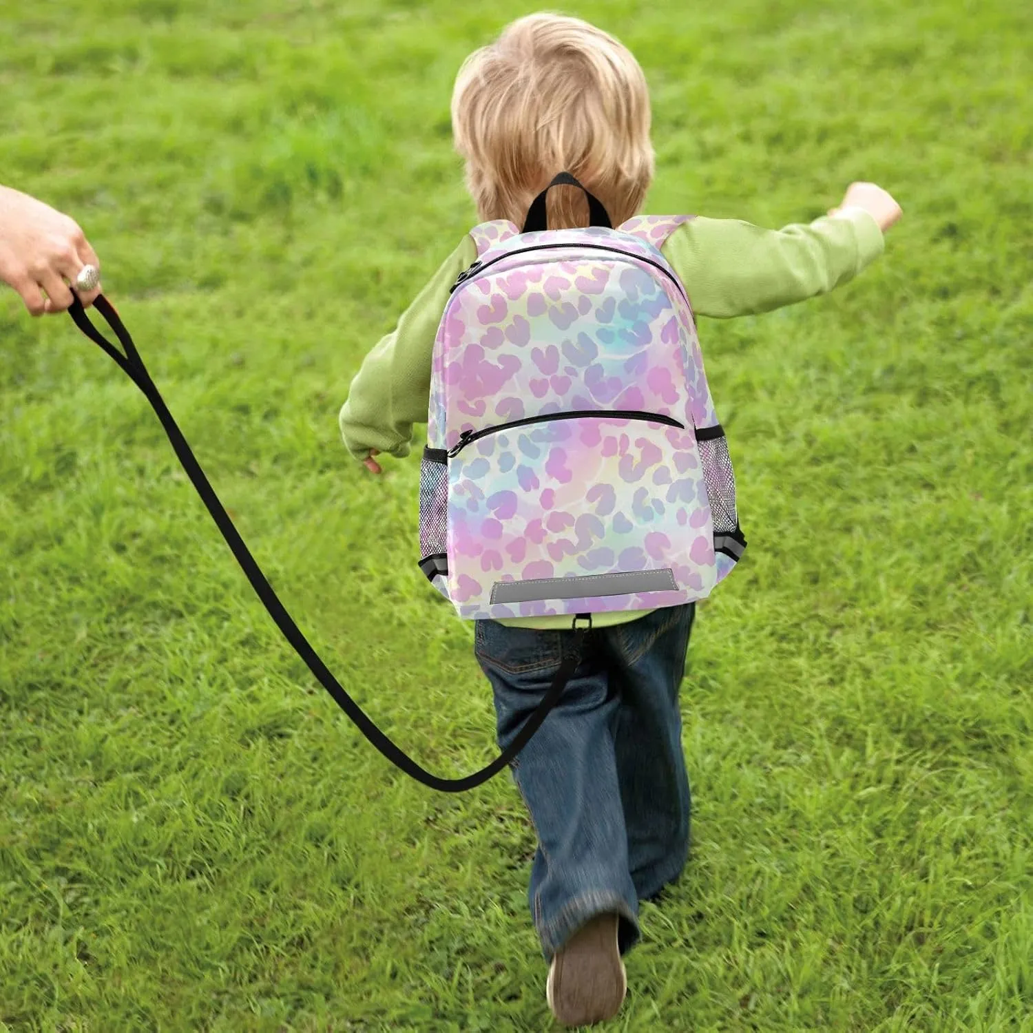 KLL Cute Little Girls Backpack Holographic Leopard Print on Gradient Copper Cute Travel Daypack Bookbag with Reflective