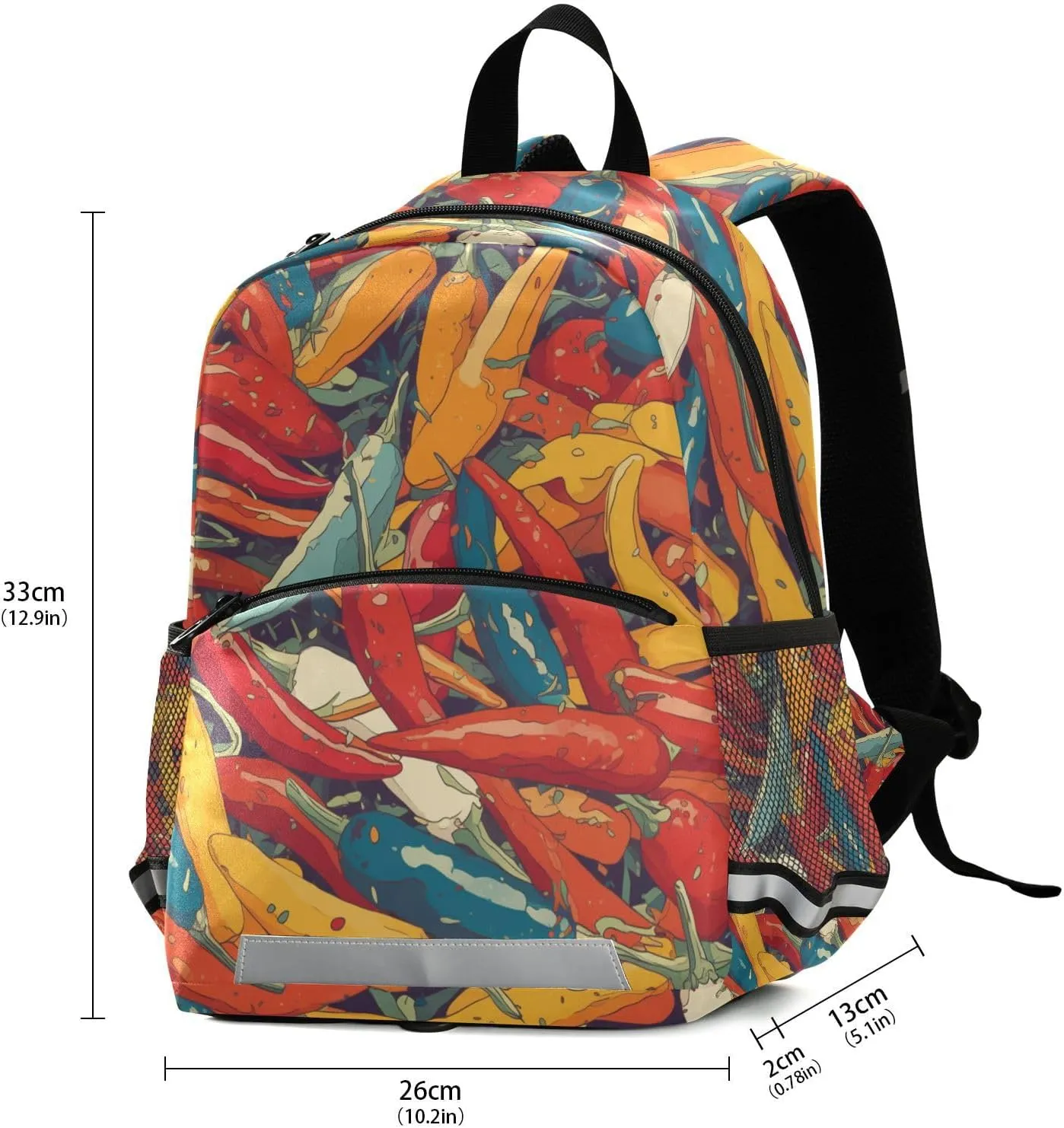 KLL Hot Chili Peppers Seamless Pattern Kindergarten Preschool Backpack Waterproof Mini Bookbag for Primary School Travel