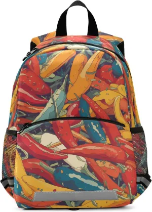 KLL Hot Chili Peppers Seamless Pattern Kindergarten Preschool Backpack Waterproof Mini Bookbag for Primary School Travel