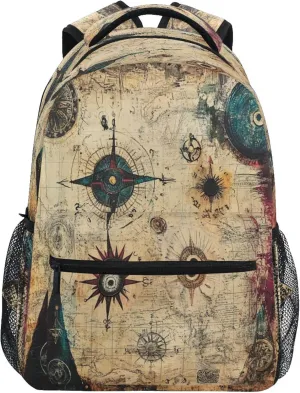 KLL Laptop Backpack for Men and Women Fashion Vintage Daypacks with Chest Strap for Business Work College Travel Trip Boho Vintage Mysterious Symbols
