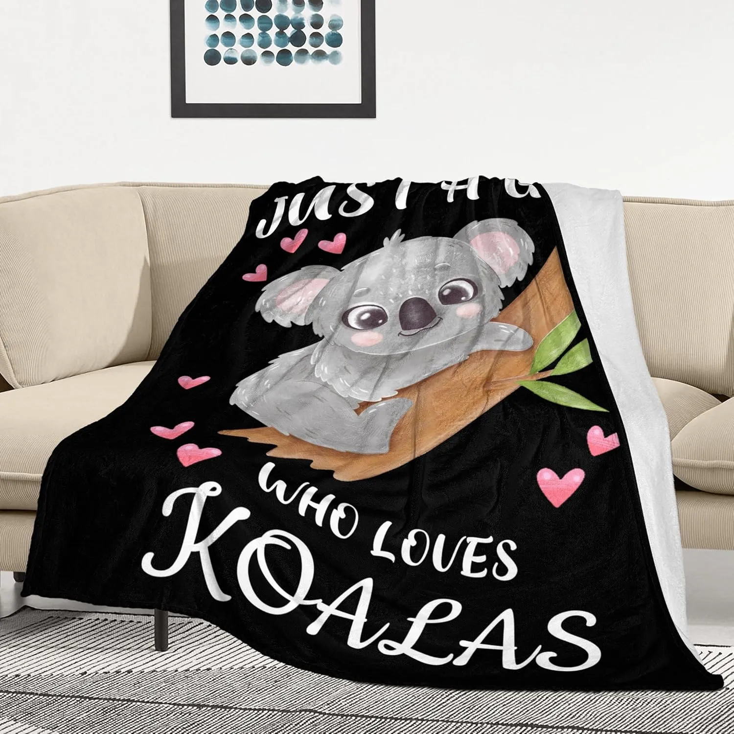 Koala Blanket Ultra Soft Flannel Throw Blanket Just a Girl Who Loves Koalas Blankets for Kids Adults Women Gifts 50"X 40"