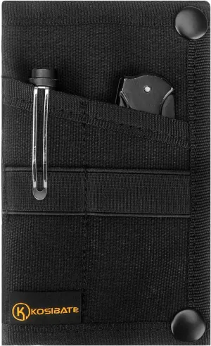Kosibate EDC Pouch, EDC Organizer, Mini Tool Pouch for Knife/Flashlight/Tactical Pen/Card-Men's Slim Pocket Organizer for Daily Carry (Black)
