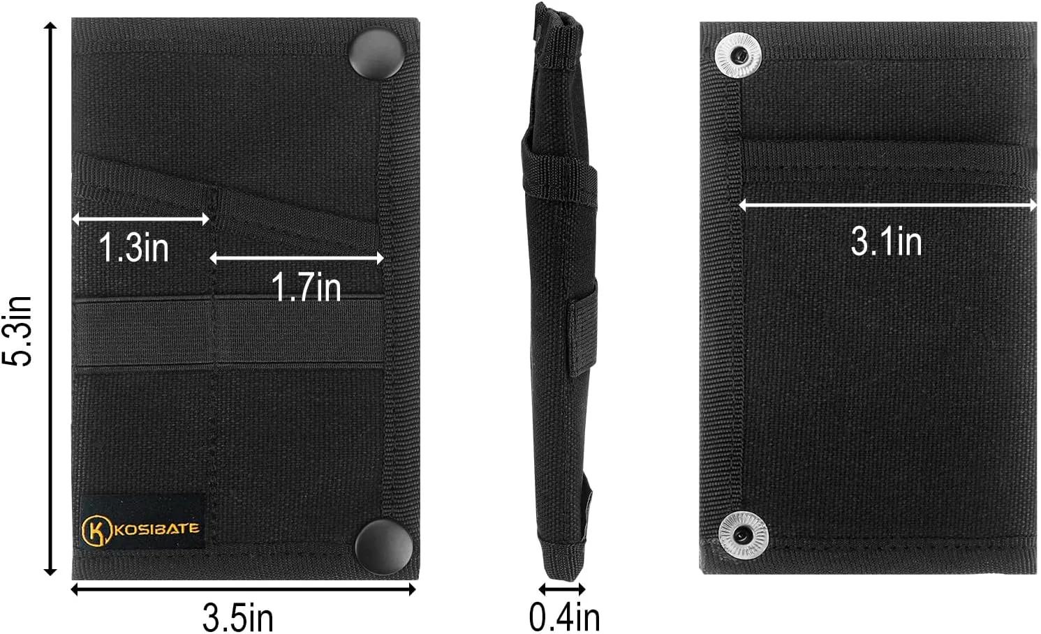 Kosibate EDC Pouch, EDC Organizer, Mini Tool Pouch for Knife/Flashlight/Tactical Pen/Card-Men's Slim Pocket Organizer for Daily Carry (Black)