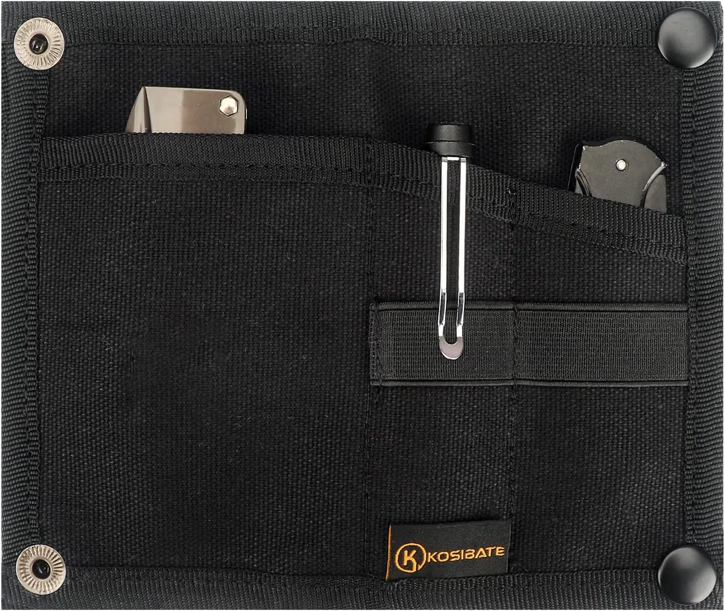 Kosibate EDC Pouch, EDC Organizer, Mini Tool Pouch for Knife/Flashlight/Tactical Pen/Card-Men's Slim Pocket Organizer for Daily Carry (Black)