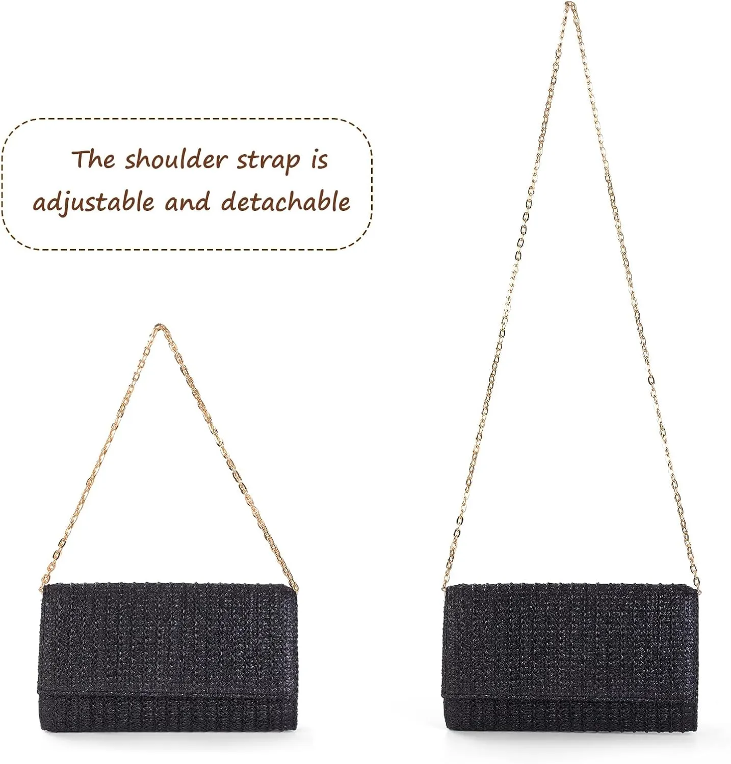 Kseymeir Straw Clutch Purse Shoulder Crossbody Bag Envelope Purse Raffia Handbag for Summer Beach Travel Trendy
