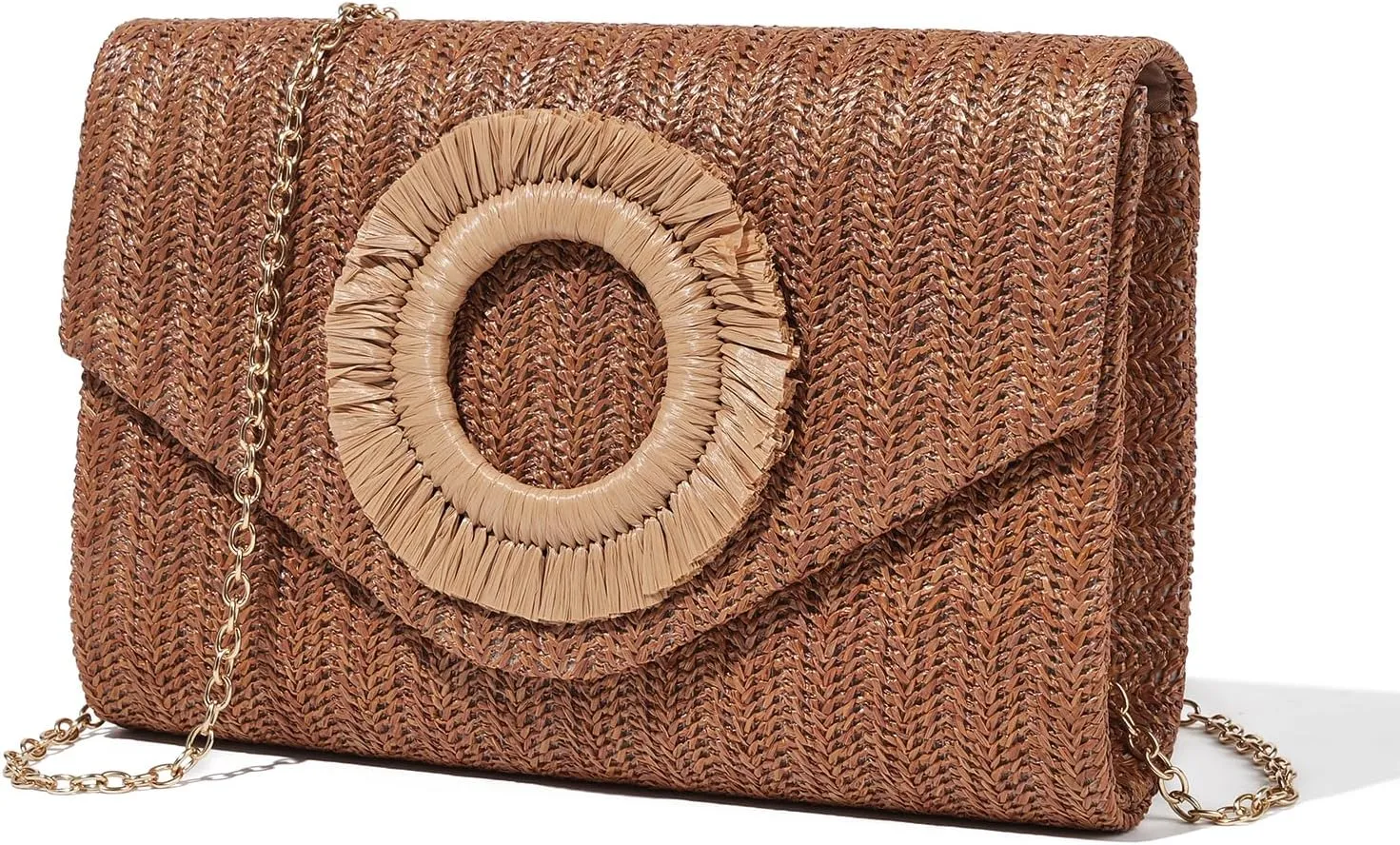 Kseymeir Straws Clutch Purses Raffia Beach Bag Woven Summer Purses Straw Crossbody Bag