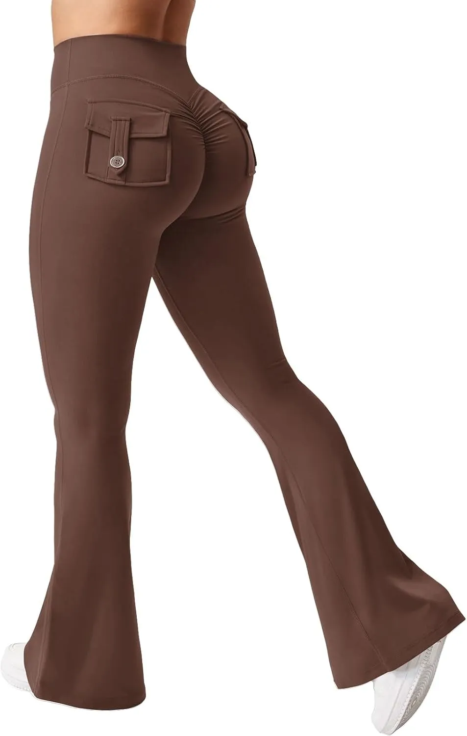 Kubbon Flare Leggings for Women Scrunch Butt Lifting Gym Yoga Pant Workout Leggings Casual Yoga Legging Trousers with Pockets