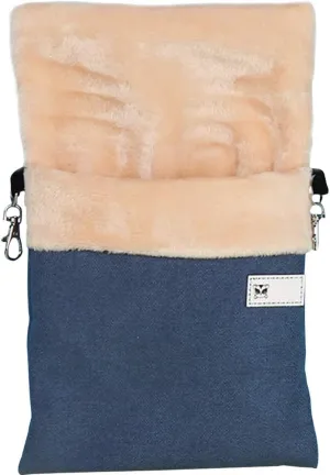 La La Pet Small Pet Hanging Bed Sleep Pouch with Heated Warm Compartment - Hammocks for Hamster, Rat, Sugar Glider, Squirrel, Ferret - Warm Nest Bed Hideout Cave - Cage Accessories (Blue, S)
