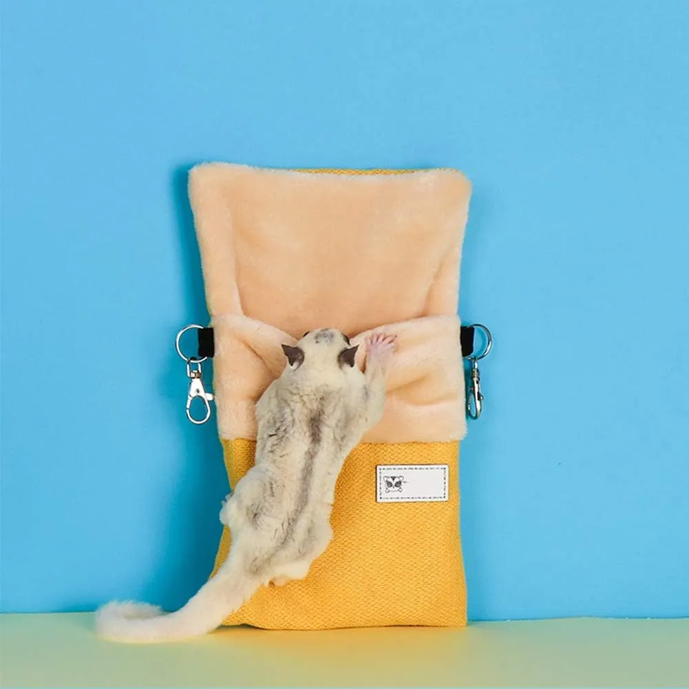 La La Pet Small Pet Hanging Bed Sleep Pouch with Heated Warm Compartment - Hammocks for Hamster, Rat, Sugar Glider, Squirrel, Ferret - Warm Nest Bed Hideout Cave - Cage Accessories (Blue, S)