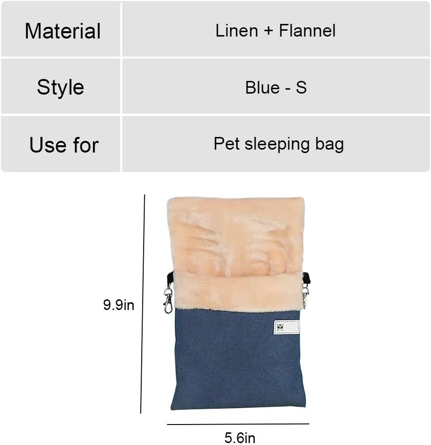 La La Pet Small Pet Hanging Bed Sleep Pouch with Heated Warm Compartment - Hammocks for Hamster, Rat, Sugar Glider, Squirrel, Ferret - Warm Nest Bed Hideout Cave - Cage Accessories (Blue, S)
