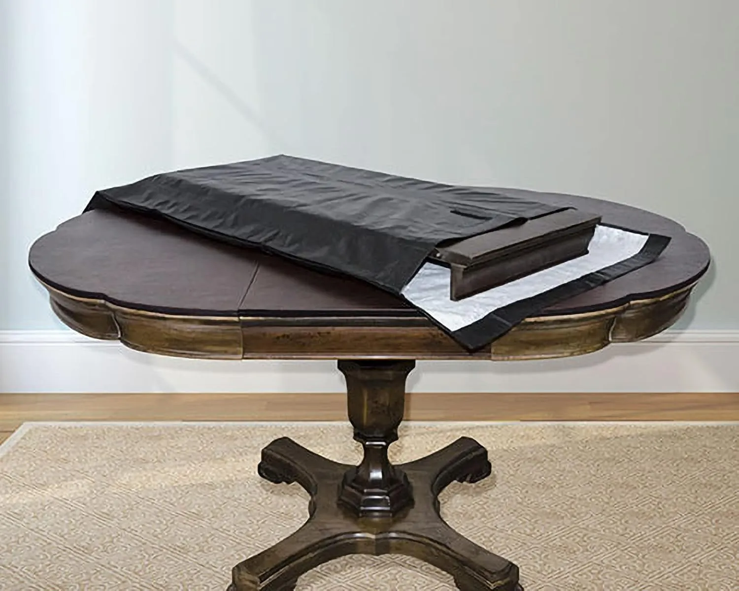 LAMINET Premium Heavy Duty Table Leaf Storage Bag water , scratch resistant. Extra Thick waterproof exterior flannel backing. Store Your Table Leaves safely. Holds Leaves up to 18" wide.