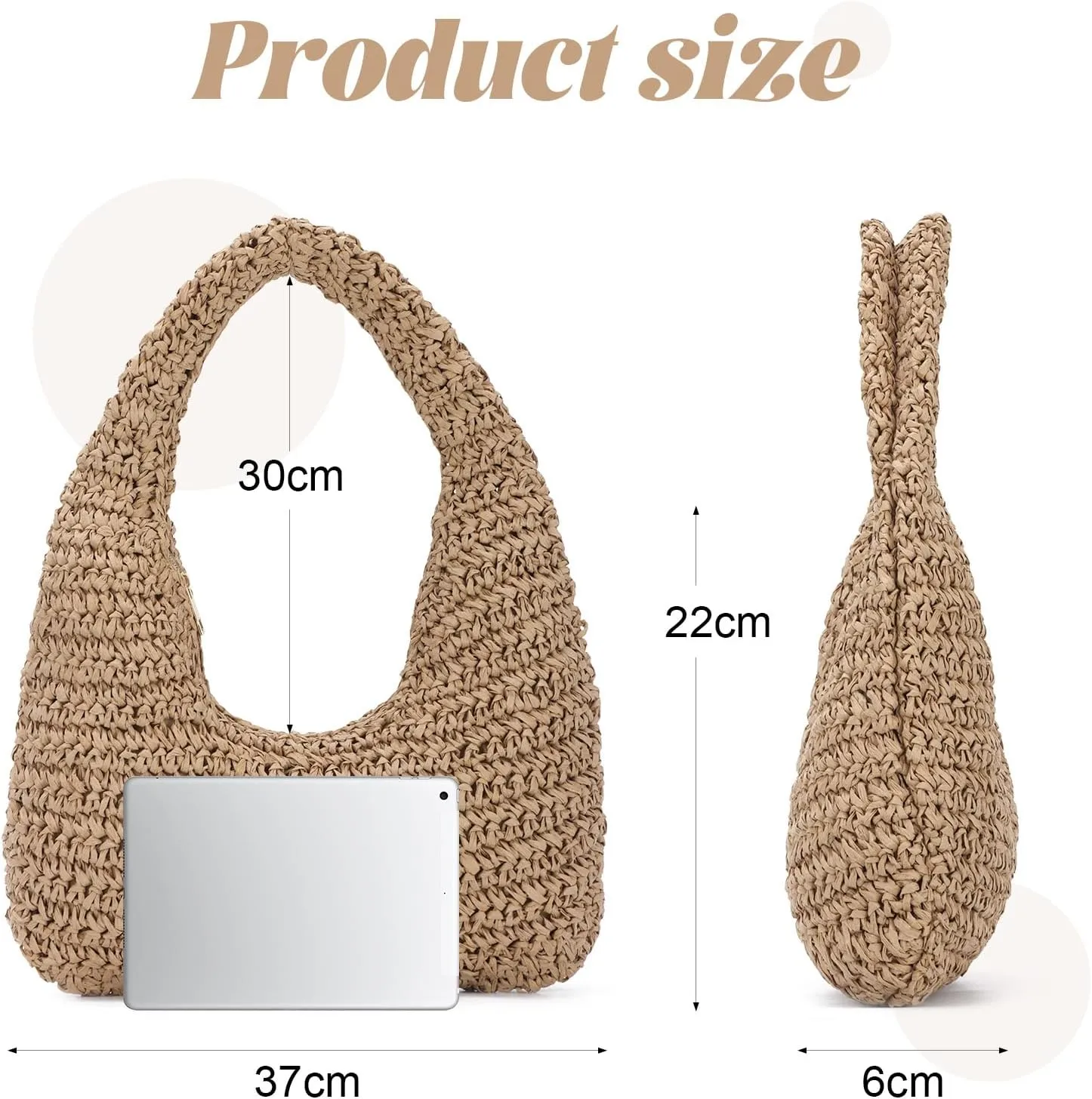 Lanpet Summer Beach Straw Hobo Bag for Women 2025 Casual Raffia Vacation Tote HandBag