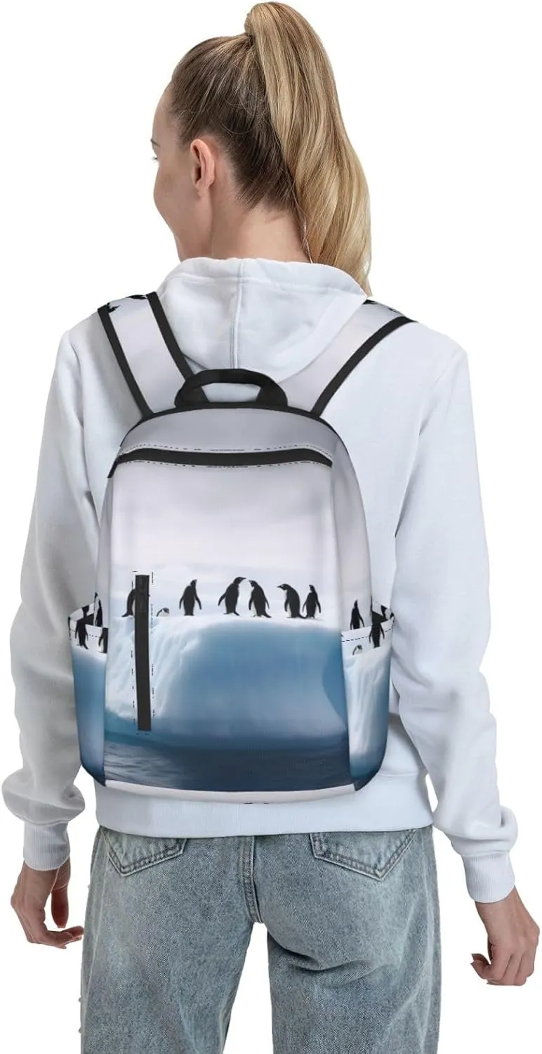 Laptop Backpack 14.7 Inch with Compartment Iceberg Penguins Laptop Bag Lightweight Casual Daypack for Travel