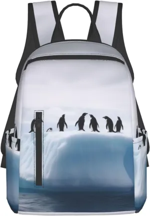 Laptop Backpack 14.7 Inch with Compartment Iceberg Penguins Laptop Bag Lightweight Casual Daypack for Travel