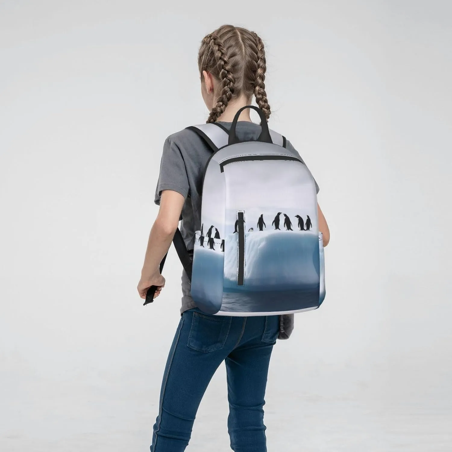 Laptop Backpack 14.7 Inch with Compartment Iceberg Penguins Laptop Bag Lightweight Casual Daypack for Travel