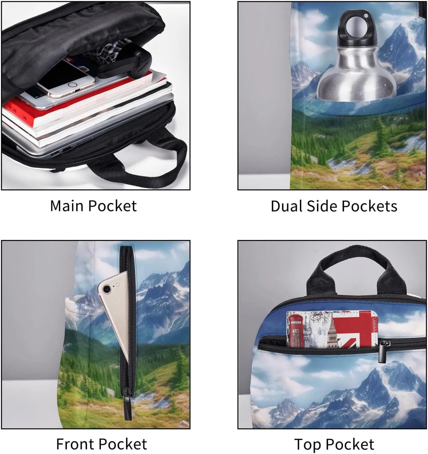 Laptop Backpack 14.7 Inch with Compartment Mountains Landscape Laptop Bag Lightweight Casual Daypack for Travel