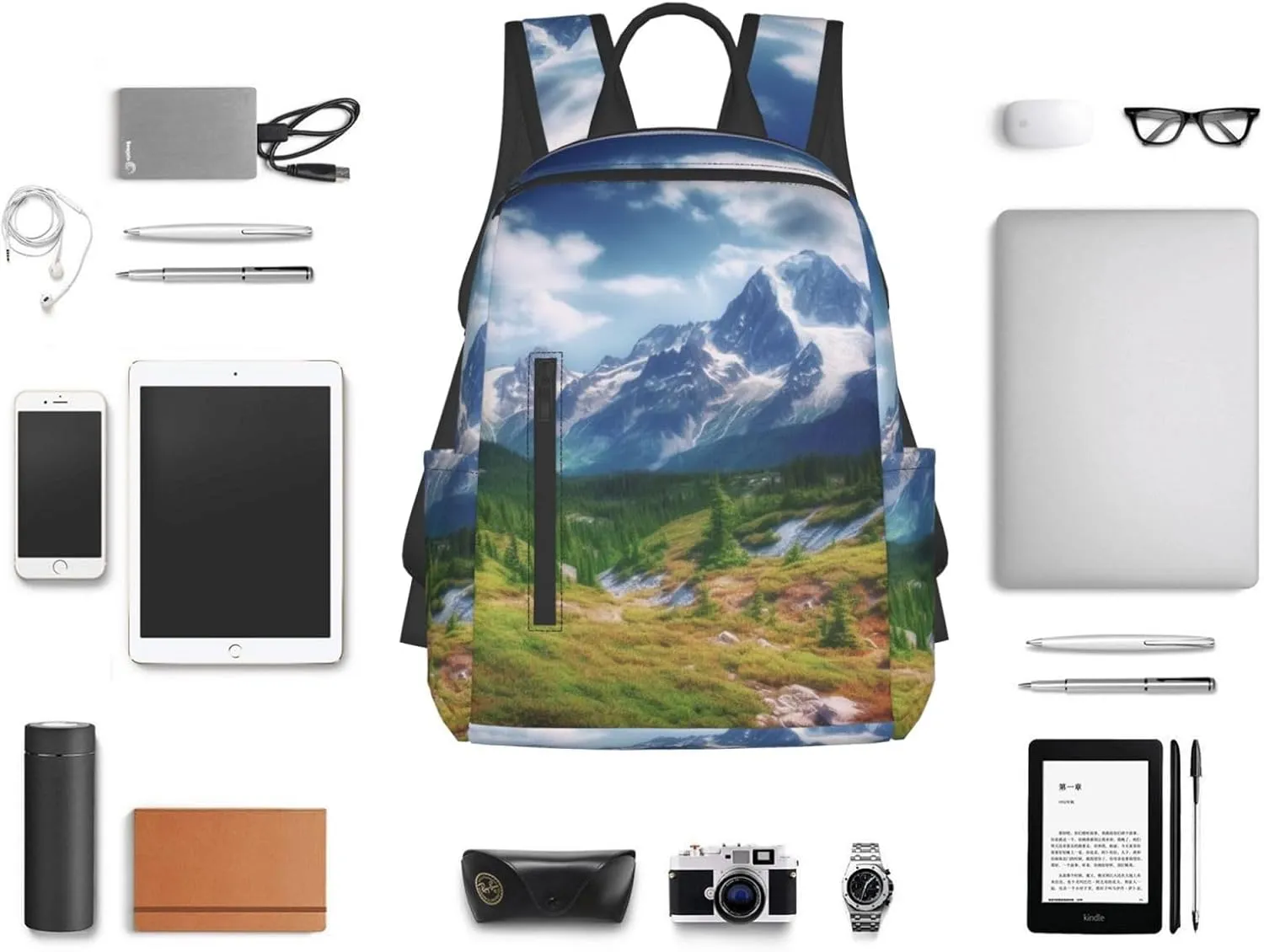 Laptop Backpack 14.7 Inch with Compartment Mountains Landscape Laptop Bag Lightweight Casual Daypack for Travel