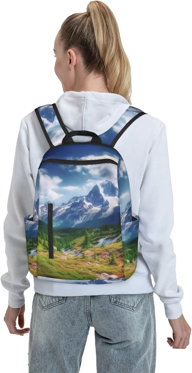 Laptop Backpack 14.7 Inch with Compartment Mountains Landscape Laptop Bag Lightweight Casual Daypack for Travel