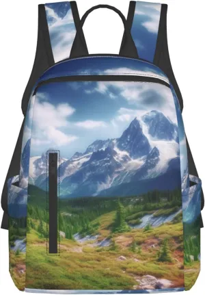 Laptop Backpack 14.7 Inch with Compartment Mountains Landscape Laptop Bag Lightweight Casual Daypack for Travel