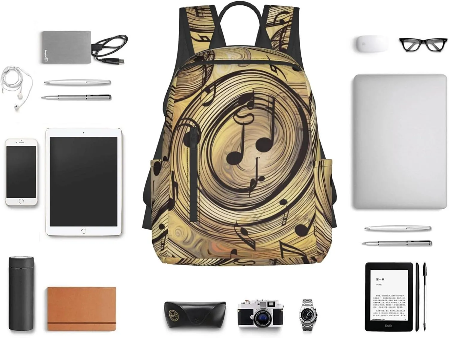 Laptop Backpack 14.7 Inch with Compartment Muisc Note Laptop Bag Lightweight Casual Daypack for Travel