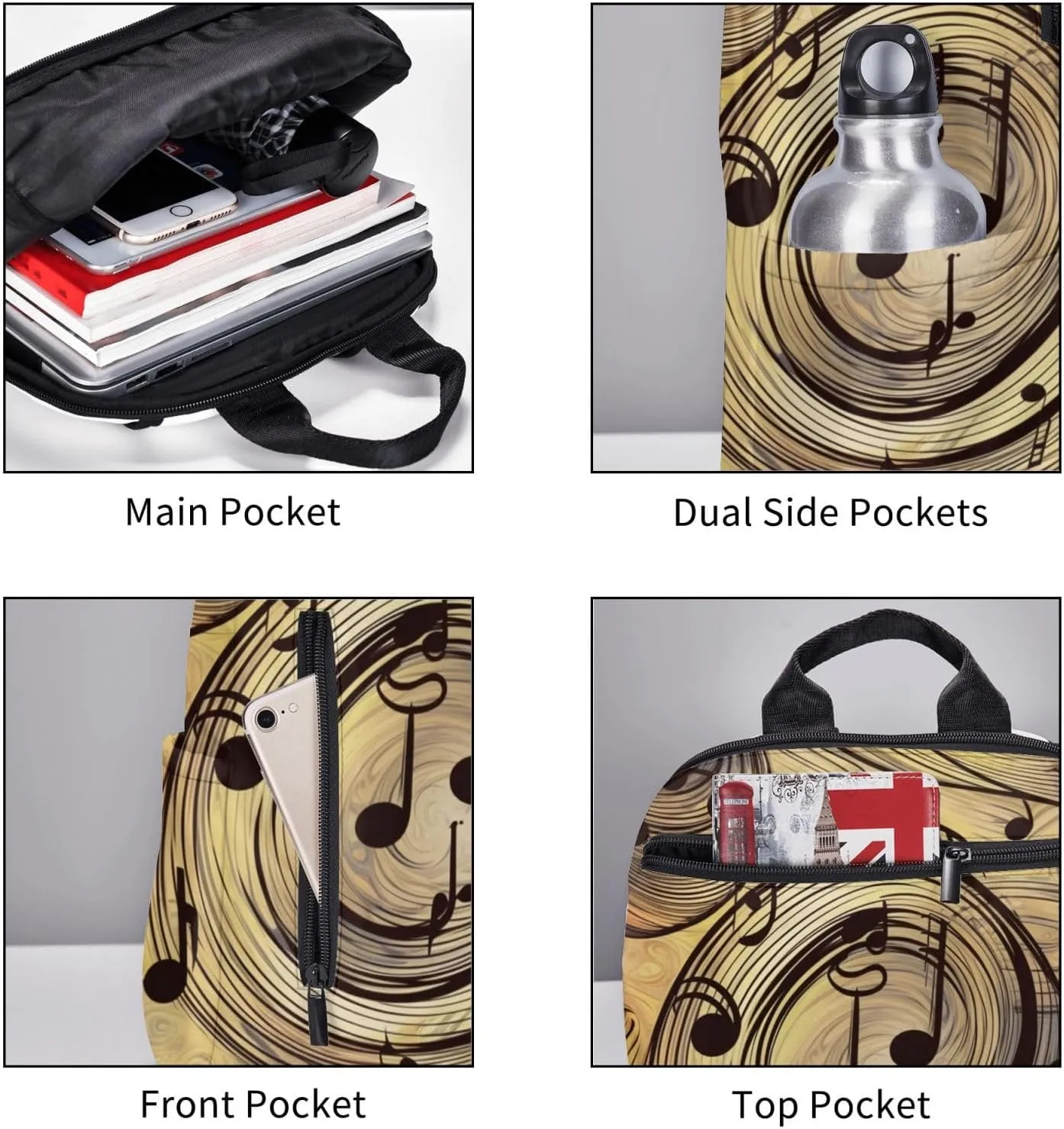 Laptop Backpack 14.7 Inch with Compartment Muisc Note Laptop Bag Lightweight Casual Daypack for Travel