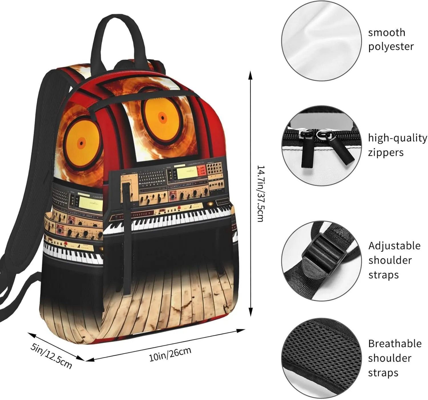 Laptop Backpack 14.7 Inch with Compartment music studio Laptop Bag Lightweight Casual Daypack for Travel
